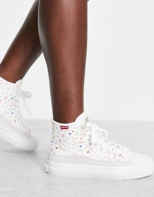 Levi's high top trainer in white print