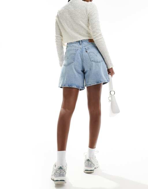 Levi's high waist baggy denim shorts in light blue