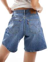 Topshop denim loose jorts in rinse wash