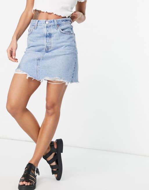 Levi's high waist denim skirt in light wash | ASOS