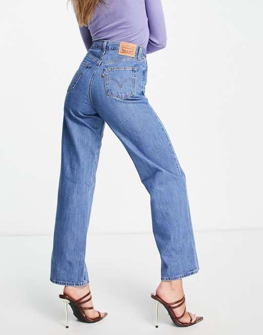 Levi's high waist straight leg jeans in mid wash