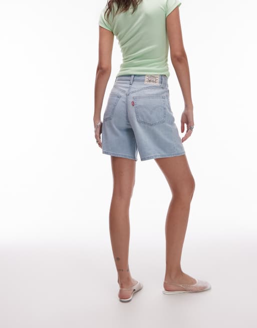 Levi's high waisted baggy denim shorts in light blue
