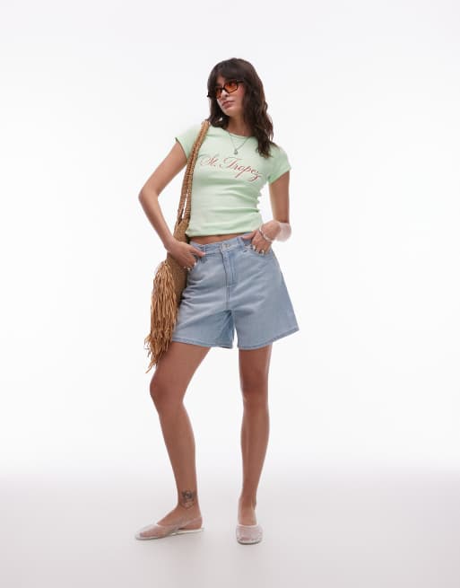 Levi's high waisted baggy denim shorts in light blue