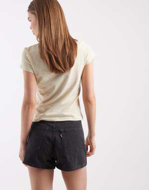 Levi's high waisted denim mom shorts in black