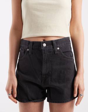 Levi's high waisted denim mom shorts in black