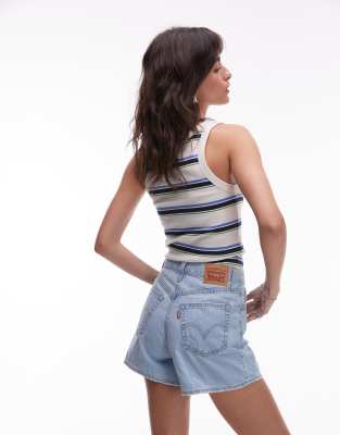 Levi's high-waisted mom shorts in light wash blue