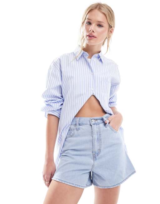 Light blue high waisted shorts best sale