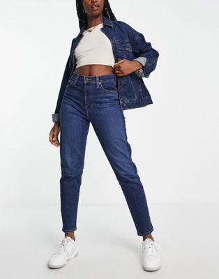 Levi's high waisted mom jean in dark wash blue  - ASOS Price Checker