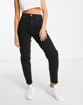 Levi's high waisted mom jeans in black | ASOS