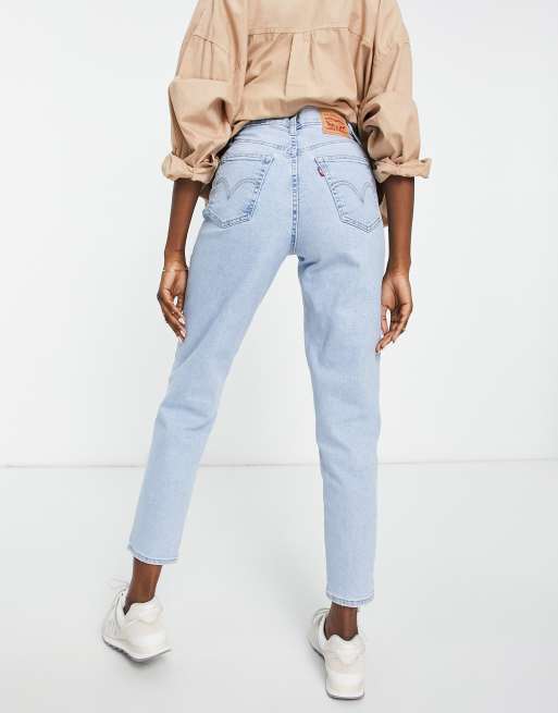 Levi's high waisted mom jeans in light wash blue