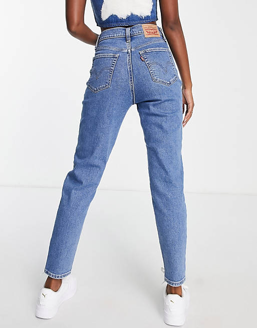 Levi's high waisted mom jeans in mid wash blue | ASOS