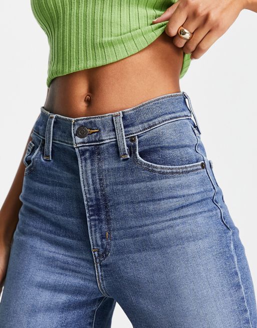Levi's high waisted mom jeans in mid wash blue
