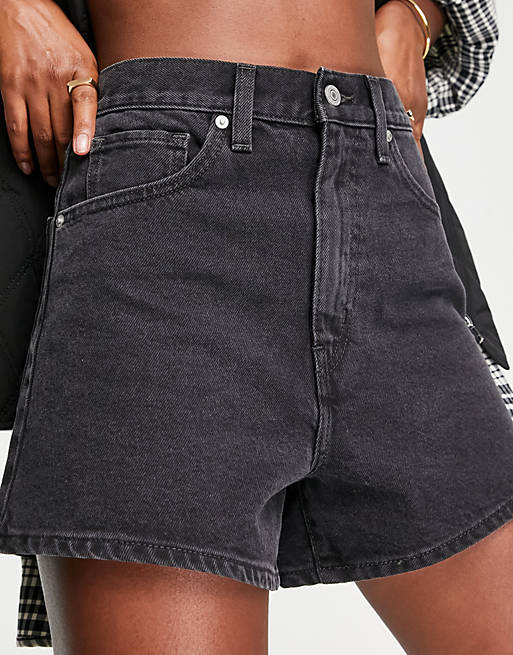 Levi's high waisted mom shorts in black | ASOS
