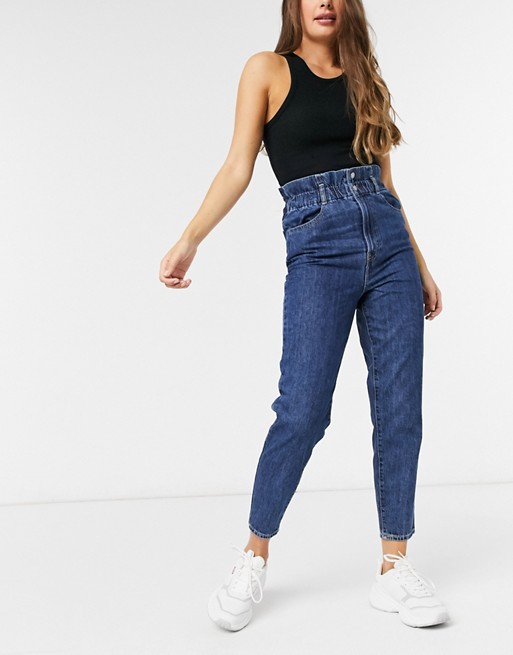 Levi's high waisted paperbag waist jeans in blue