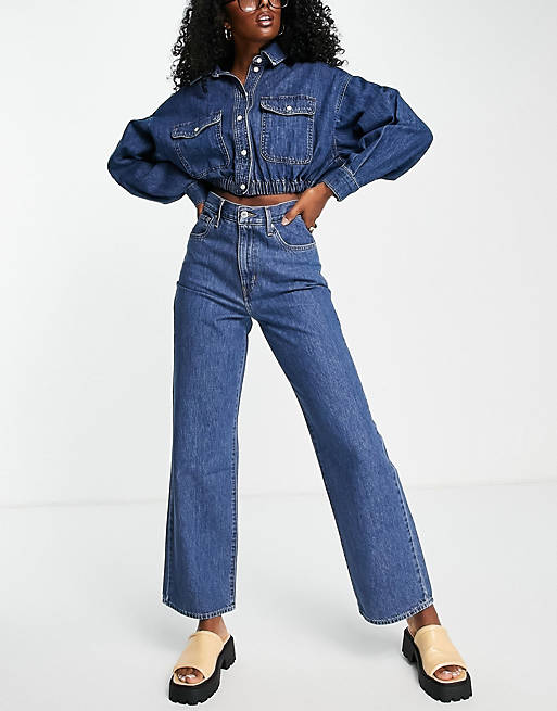 Levi's high waisted straight jeans in blue 