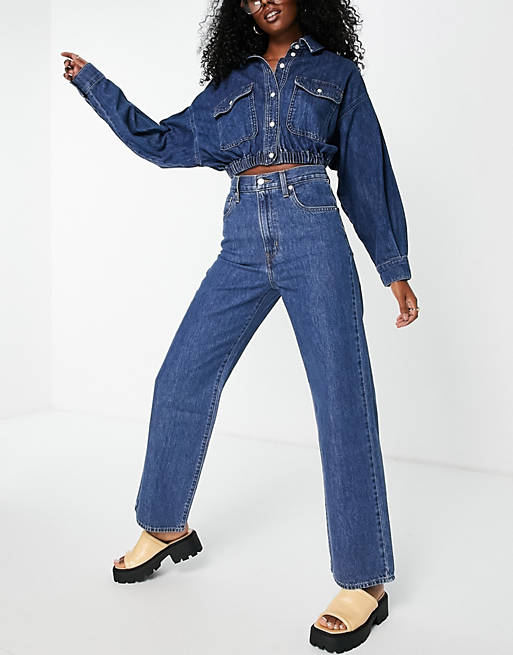 Levi's high waisted straight jeans in blue | ASOS