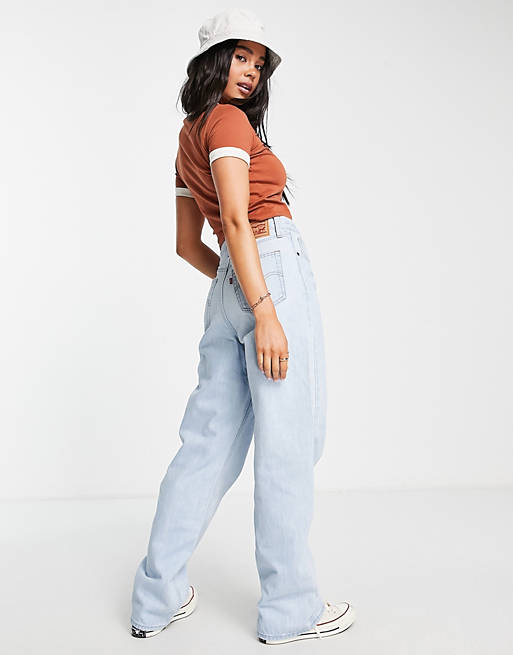 Levi's high-waisted straight jeans in light wash blue | ASOS