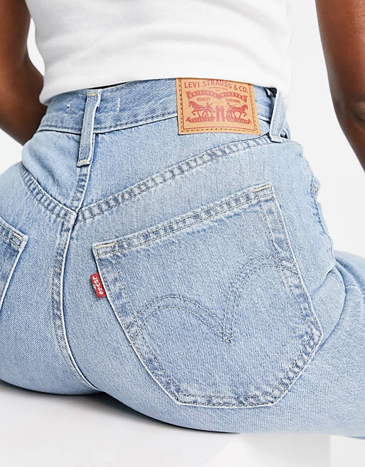 Levi's high waisted straight jeans in mid wash blue | ASOS