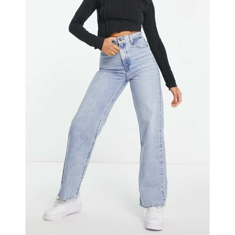 Levi s high waisted straight leg jeans in light blue wash ASOS