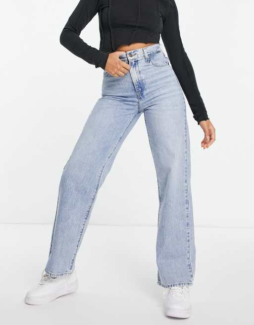 Levi s high waisted straight leg jeans in light blue wash ASOS