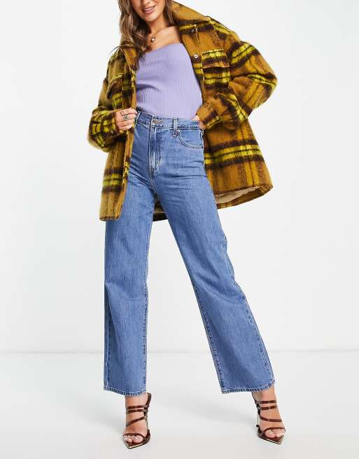 Levi's high waisted straight leg jeans in mid wash | ASOS