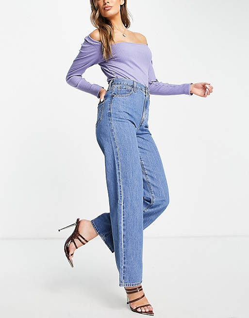 Levi's high waisted straight leg jeans in mid wash | ASOS