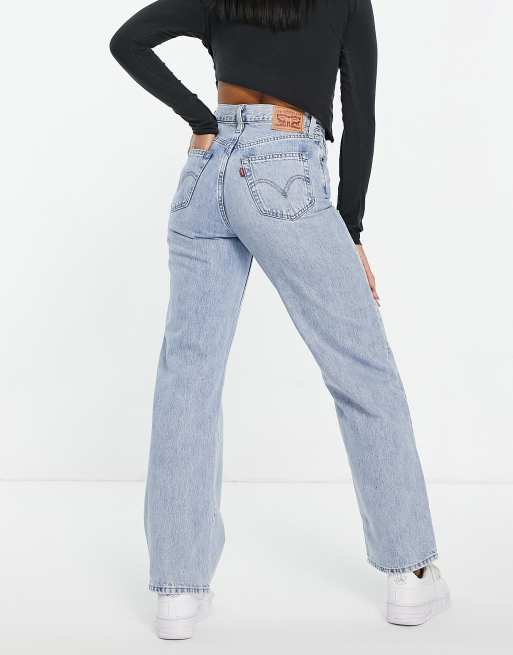 Levi's high waisted straight leg jeans in mid wash