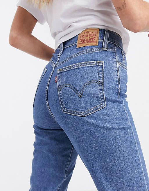 Levi's high waisted tapered jeans in mid-stone wash | ASOS