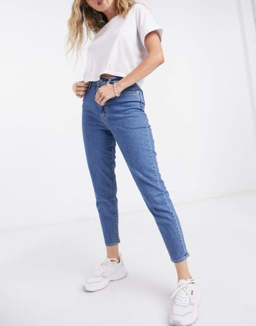 Levi's high waisted tapered jeans in mid-stone wash