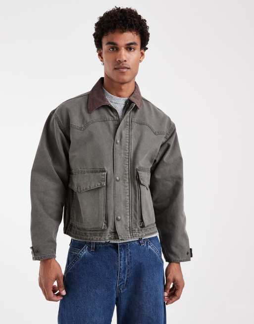 Levi's Hilltop-Jacke mit Kontrastkragen in Khaki, 2 von 6