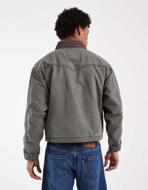 Levi's Hilltop-Jacke mit Kontrastkragen in Khaki, 3 von 6
