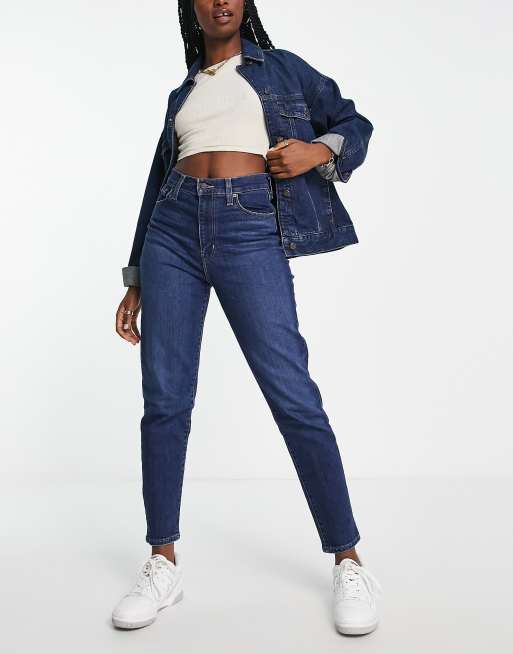 Levi's - Højtaljede mørkeblå mom-jeans 