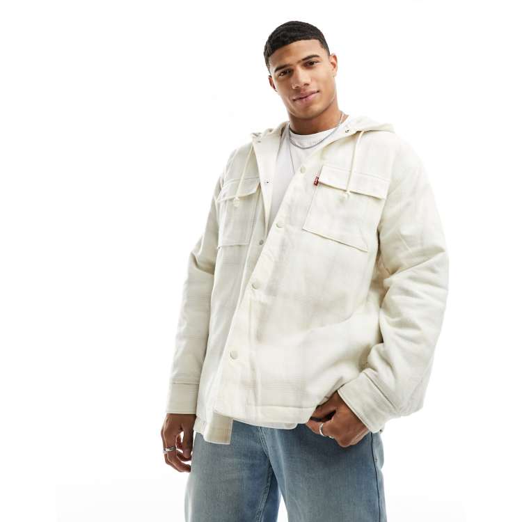 Levi's Hooded jackson worker overshirt in cream check