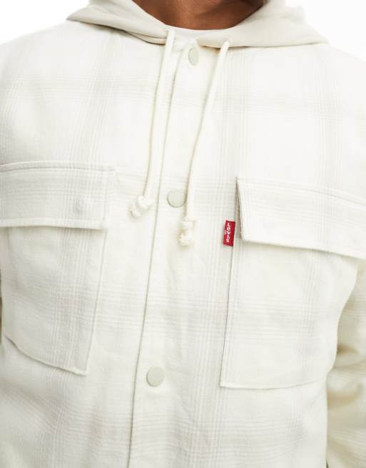 Levi's Hooded jackson worker overshirt in cream check