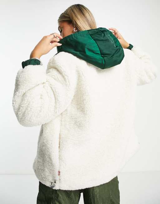 Levi s hooded sherpa jacket in cream ASOS