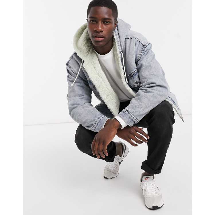 Levi's long sherpa outlet hooded trucker jacket