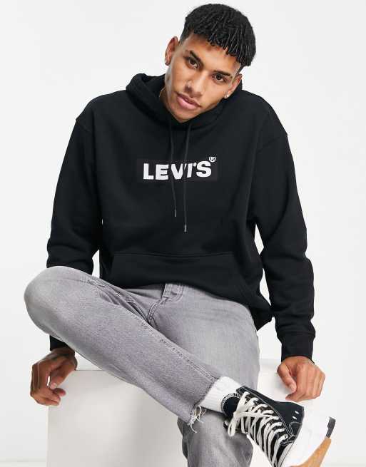 Levi s hoodie in black with boxtab