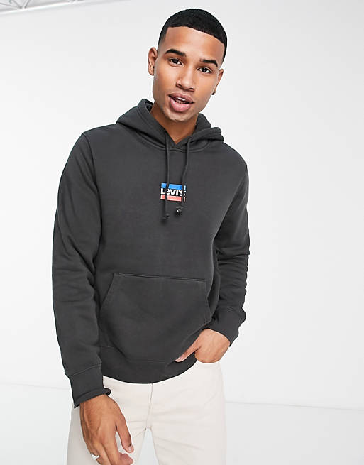 Levi's hoodie in black with chest sport logo | ASOS