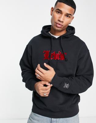 Levis hoodie cheap black red