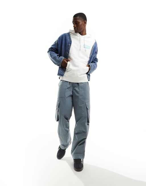 Levi's hoodie in colourblock with small batwing logo in grey/white, 4 of 4