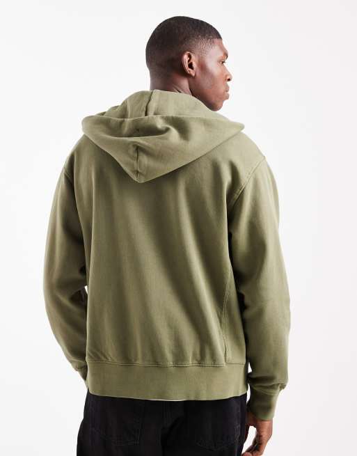Levi's hoodie met rits en kleine logoprint in olijfgroen, 3 van 5