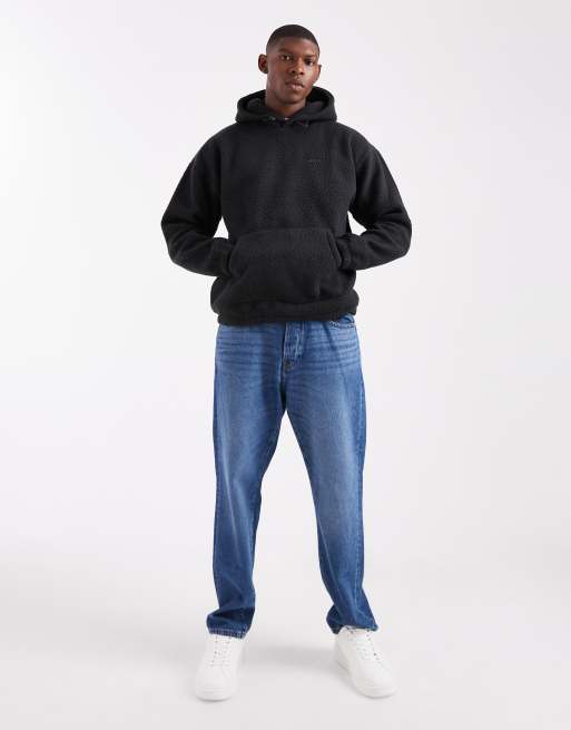 Levi's - Hoodie van borg met ton-sur-ton logo in zwart, 2 van 5