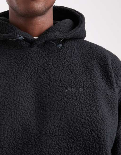 Levi's - Hoodie van borg met ton-sur-ton logo in zwart, 5 van 5