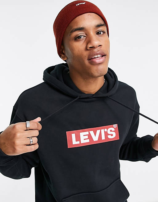 Levi's hoodie with boxtab logo in black | ASOS