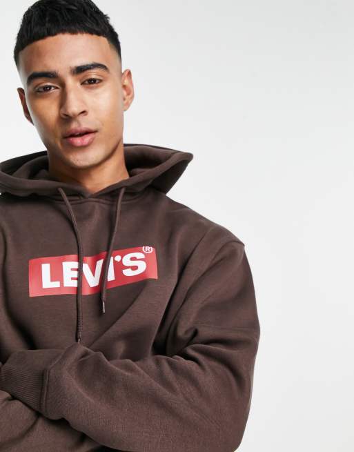 Levi's hoodie with boxtab logo in brown | ASOS