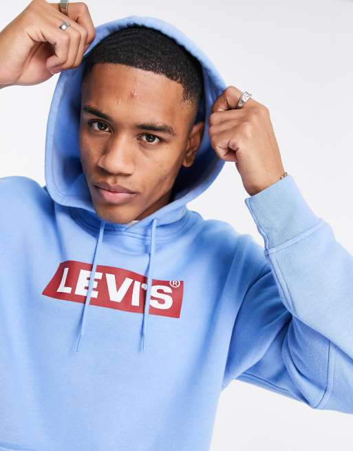 Levi s hoodie with boxtab logo in light blue