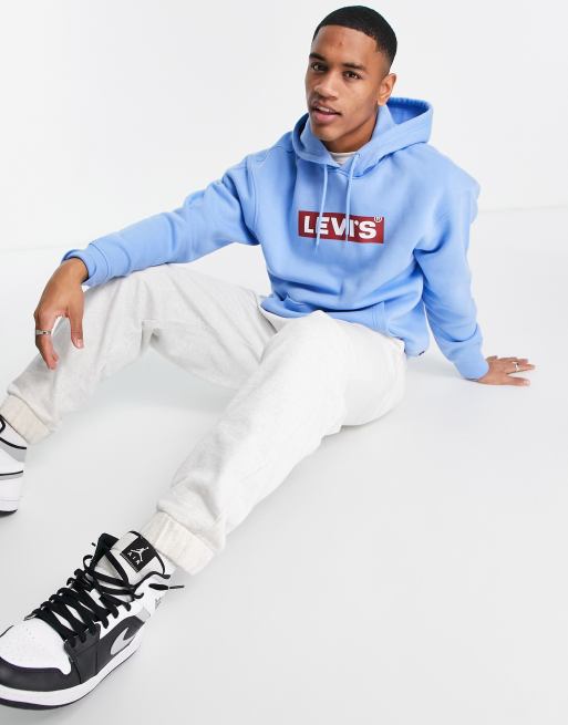 Levi's hoodie with boxtab logo in light blue | ASOS