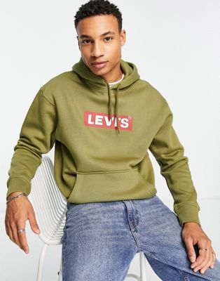 Levi's hoodie with boxtab logo in olive green