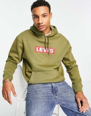 Levi's hoodie with boxtab logo in olive green