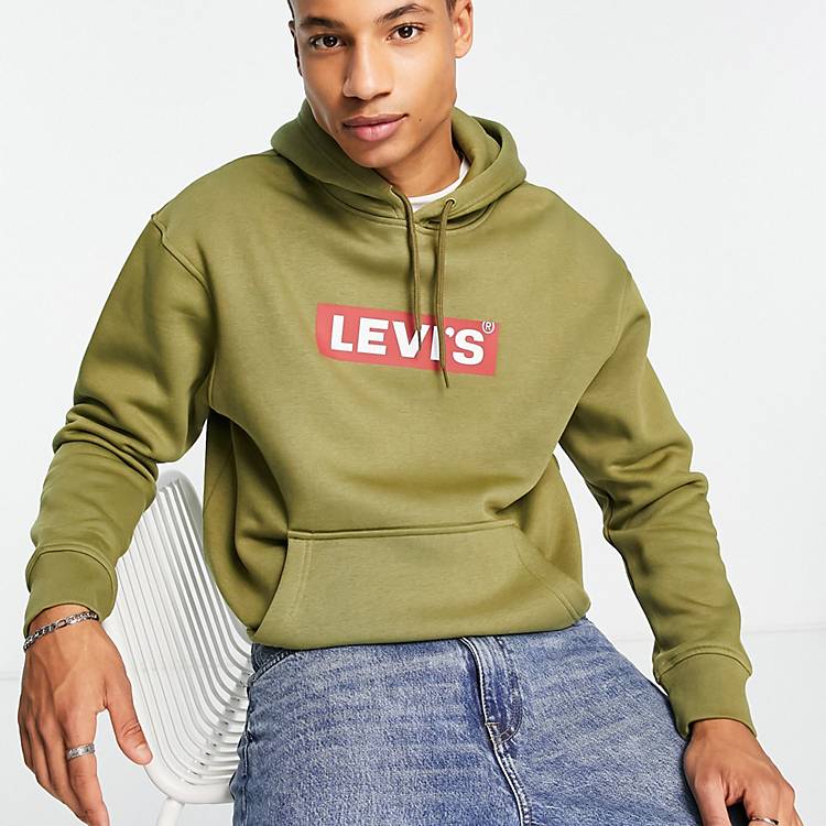 Levi's hoodie with boxtab logo in olive green | ASOS